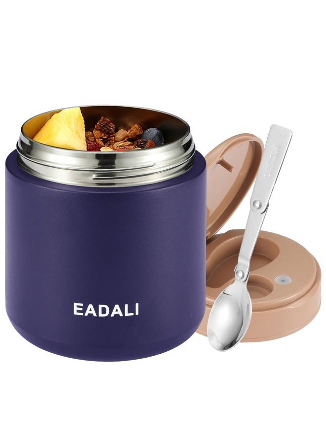 Eadali 15.2oz Kids Food Jar for Hot Food – Vacuum Insulated Lunch Container with 316 Stainless Steel Interior, Leakproof Wide Mouth & Foldable Spoon for School Meals - Image 1