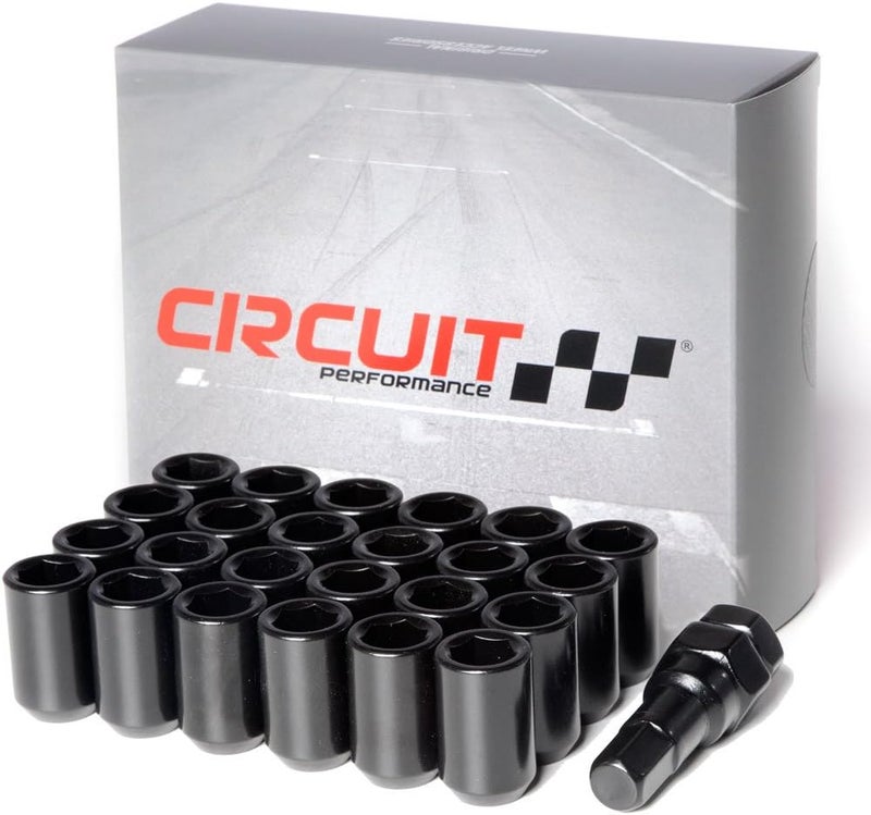 Circuit Performance Tuner Key Acorn Lug Nuts Black 12x1.5 Forged Steel (24pc + Tool) - Image 1