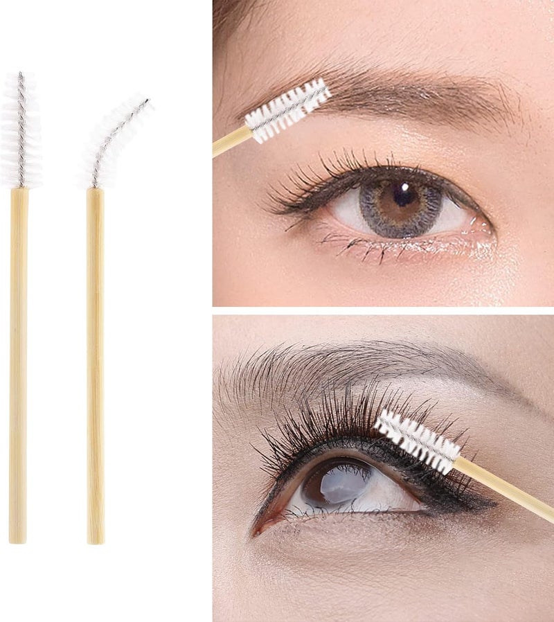 Tbestmax 100 Pcs Disposable Mascara Wands Bamboo Brush for Eyelash and Eyebrow Extensions White - Image 5