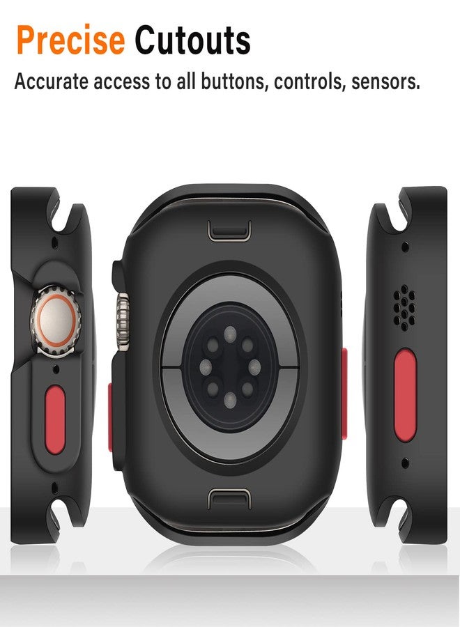 Amizee 2 Pack Rugged Case Compatible with Apple Watch Ultra 2/Ultra 49mm Case, Soft TPU Durable Shockproof Protective Bumper Cover for iWatch 49mm, Black/Clear - Image 3