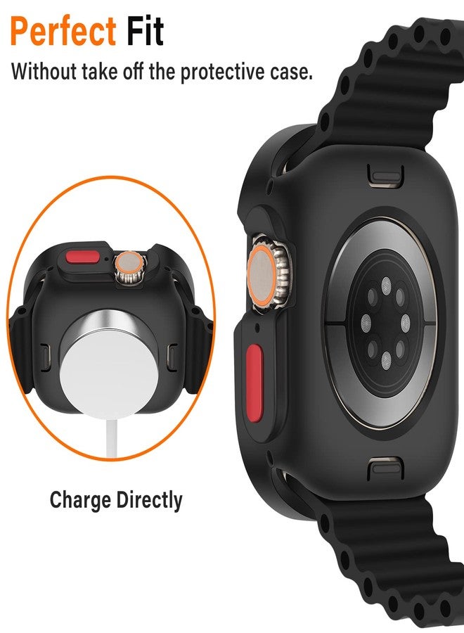 Amizee 2 Pack Rugged Case Compatible with Apple Watch Ultra 2/Ultra 49mm Case, Soft TPU Durable Shockproof Protective Bumper Cover for iWatch 49mm, Black/Clear - Image 4