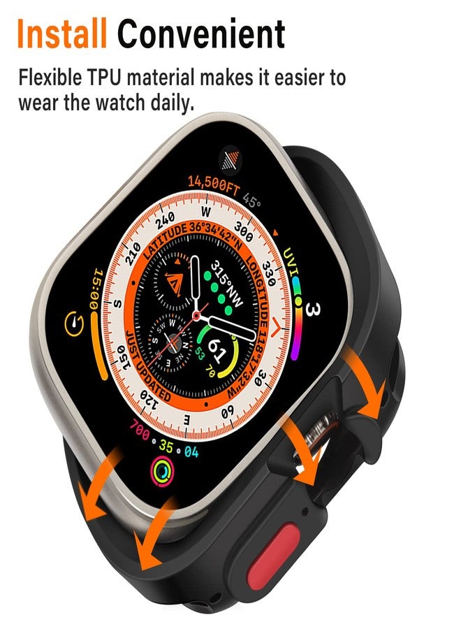 Amizee 2 Pack Rugged Case Compatible with Apple Watch Ultra 2/Ultra 49mm Case, Soft TPU Durable Shockproof Protective Bumper Cover for iWatch 49mm, Black/Clear - Image 5