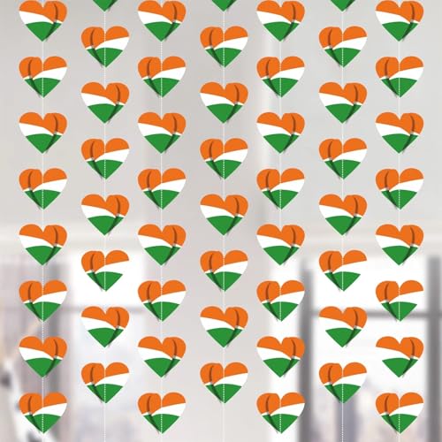 TOYXE Tri Color Heart Frills for Independence Day | Republic Day Decoration Pack of 4 Pieces - Image 1