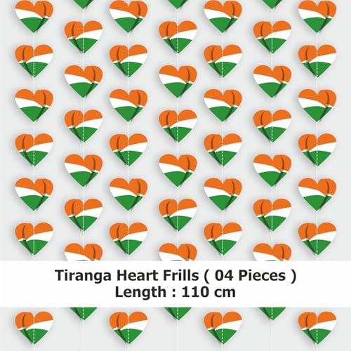 TOYXE Tri Color Heart Frills for Independence Day | Republic Day Decoration Pack of 4 Pieces - Image 2