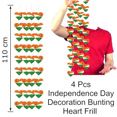 TOYXE Tri Color Heart Frills for Independence Day | Republic Day Decoration Pack of 4 Pieces - Image 3