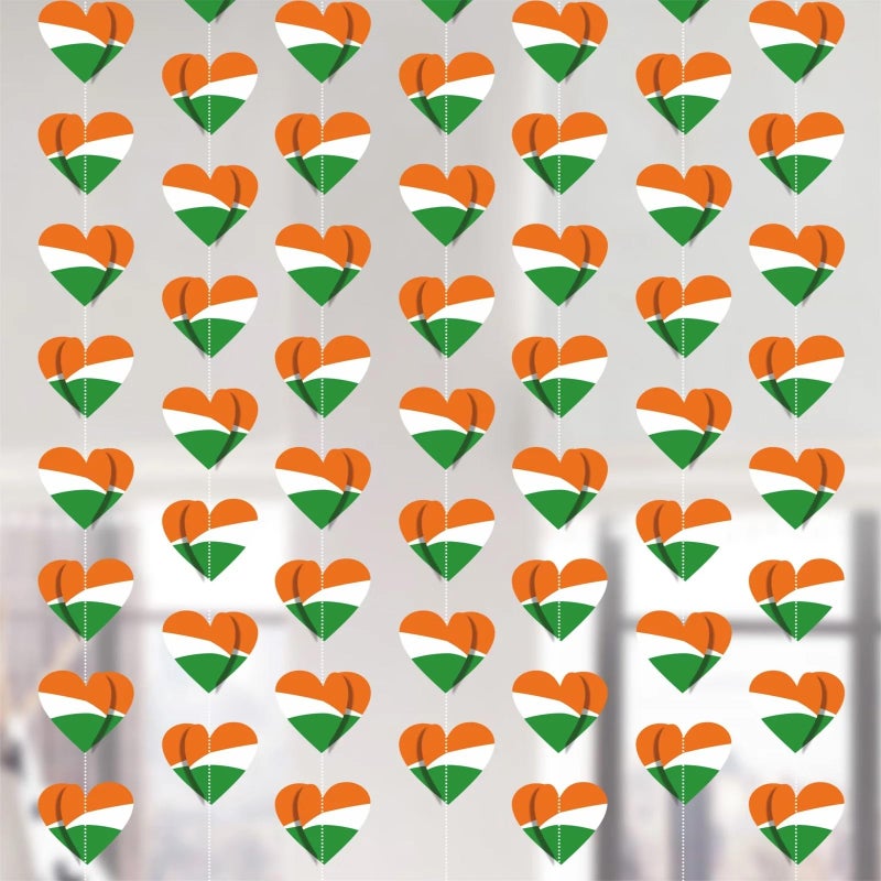 TOYXE Tri Color Heart Frills for Independence Day | Republic Day Decoration Pack of 4 Pieces - Image 4