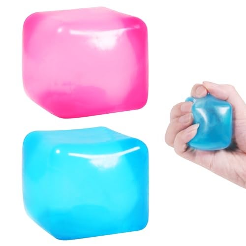 FauKait 2pack Stress Cube Squishy Stress Balls for Adults Kids Fidget Toy for Your Best Mellow and Chill -Ice Cubes-Square Shape with Filling in Random Color (2pcs Cube ) - Image 1