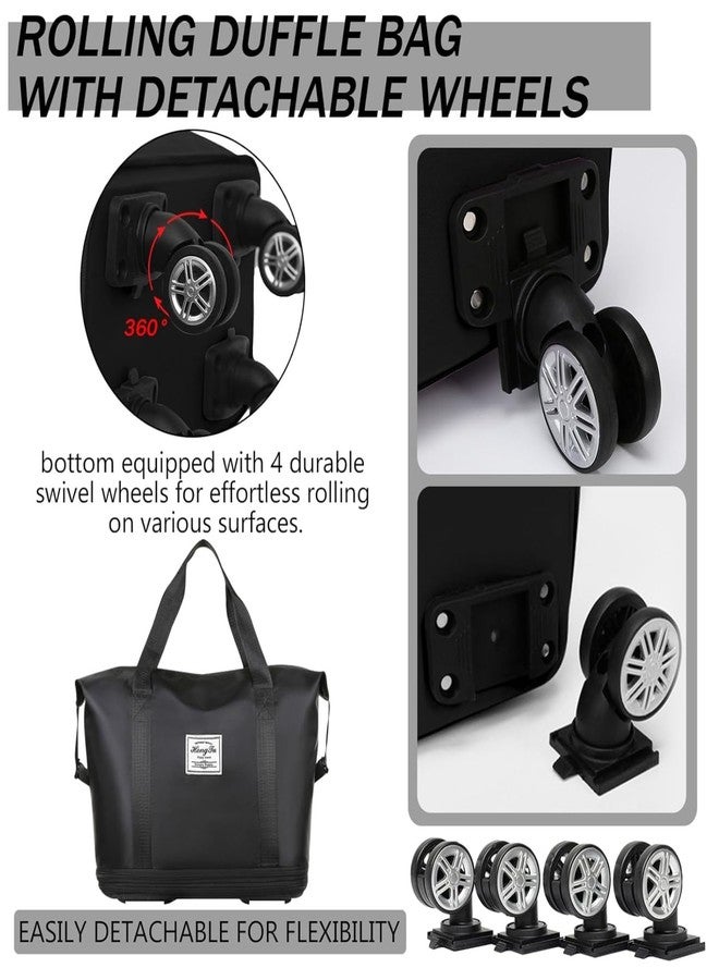 SAMRUKZONE SRZ Travel Duffle Bag with Wheels Foldable Trolley Bag with Detachable Rolling Wheels Big Shopping Bag (Black) - Image 5