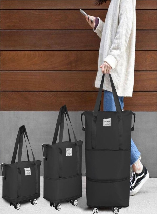 SAMRUKZONE SRZ Travel Duffle Bag with Wheels Foldable Trolley Bag with Detachable Rolling Wheels Big Shopping Bag (Black) - Image 4