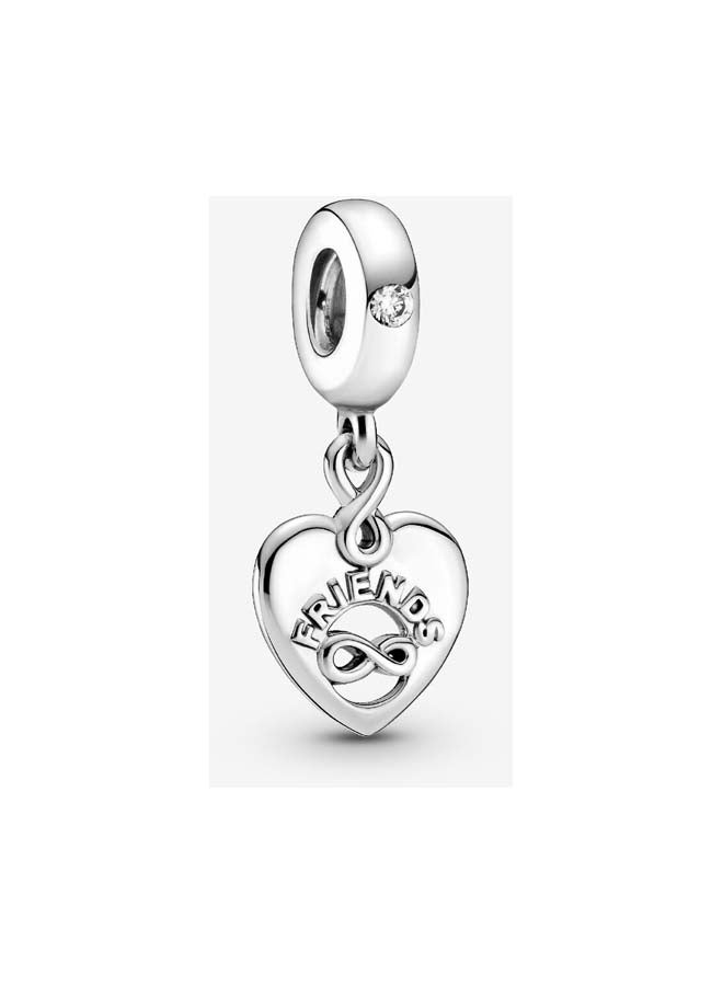PANDORA Friends And Infinity Heart Sterling Silver Dangle with Clear Cubic Zirconia 