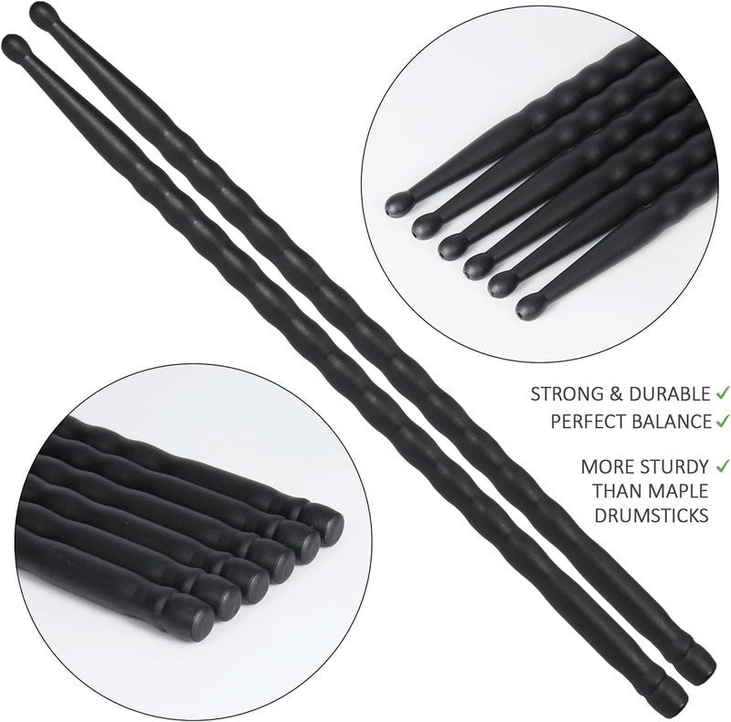 ARLX 5A Carbon Fiber Drum Sticks 6 Pair Drumsticks Unique Wave non-slip Drumsticks - Image 2