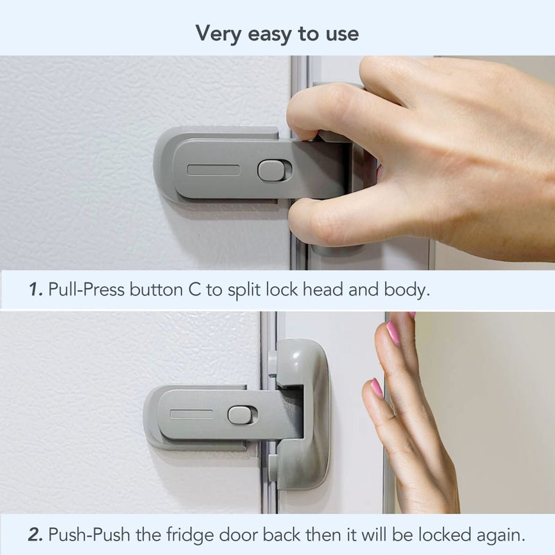 Moonybaby Baby Safety Freezer Door Latches to Keep Closed, Also for Fridge Lock for Kids, 1 Pack, Space Gray - Image 4