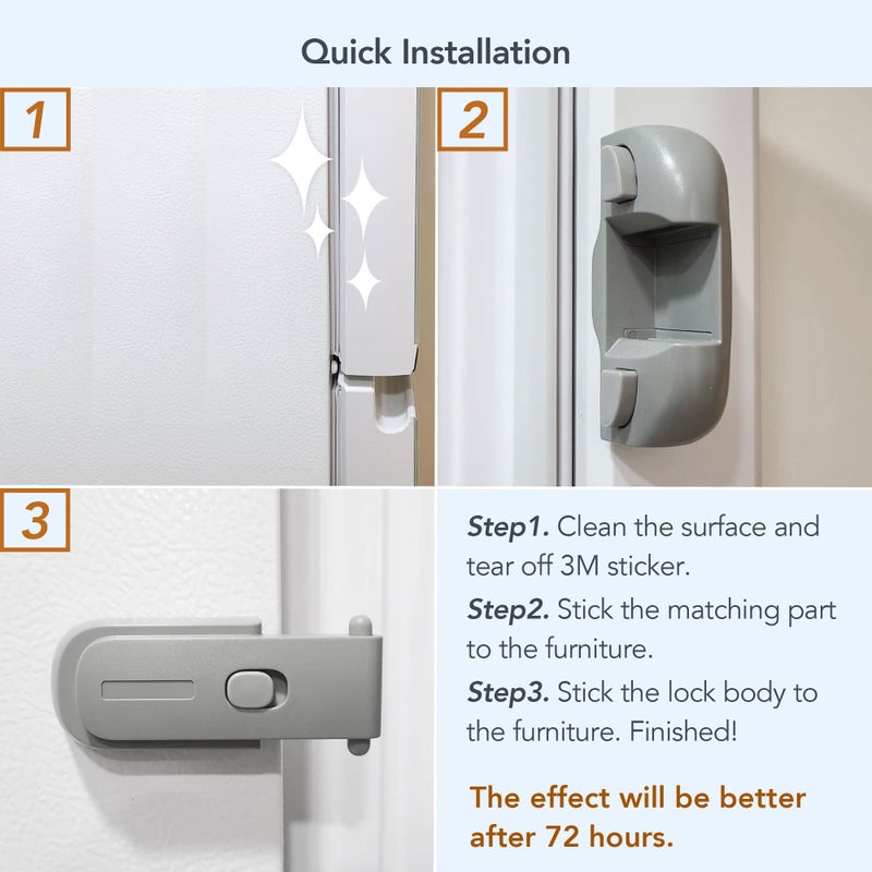 Moonybaby Baby Safety Freezer Door Latches to Keep Closed, Also for Fridge Lock for Kids, 1 Pack, Space Gray - Image 3