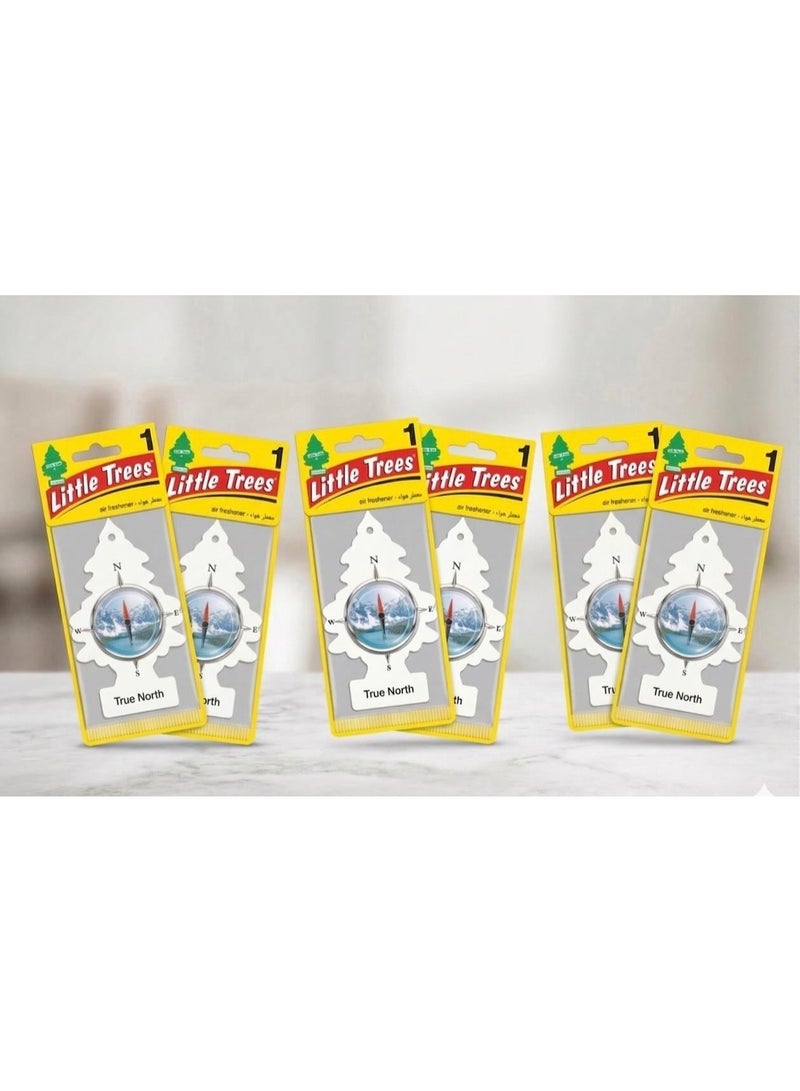 Little Trees True North Car Air Freshener 6 Pcs Pack I Long Lasting Hanging Tree Fragrance for Car, Home & Office - Image 1