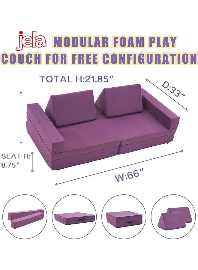 Jela Kids Extended Size Floor Sofa Couch - 8PCS Modular Furniture for Family, Adults, Toddlers, Babies - Playhouse Play Set, Indoor Foam Couch - Image 2