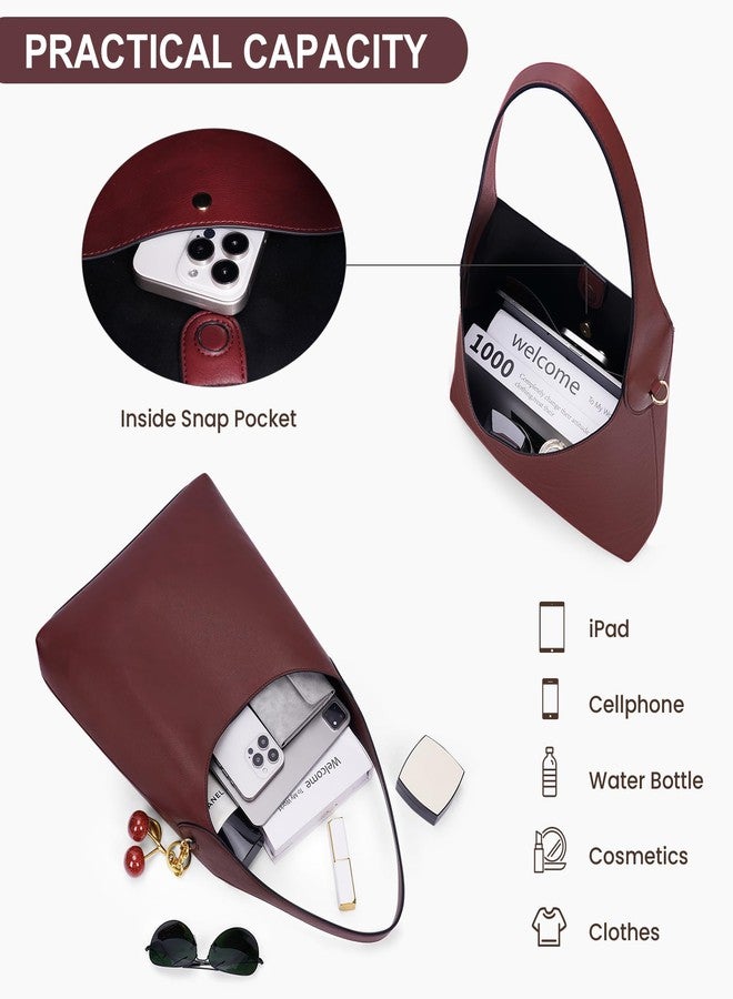HICARRY Faux Suede Hobo Bags Vegan Leather Shoulder Bag Tote for Women with Cherry Charm Slouchy Designer Handbag Purse Fall Fashion - Image 5