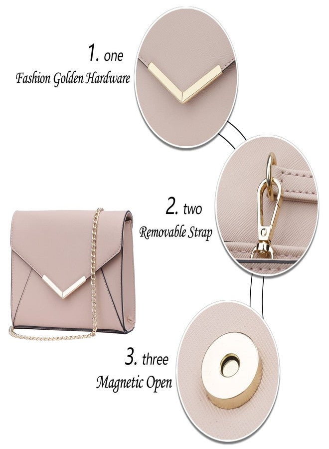 KKXIU Women Elegant Faux Leather Evening Envelope Clutch Purse Foldover Bags for Party Wedding Prom (A-Pink) - Image 3
