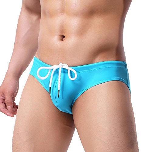 Summer Code Mens Solid Swim Briefs Drawstring Bikini Sport Swimsuit Royal Blue - Image 3