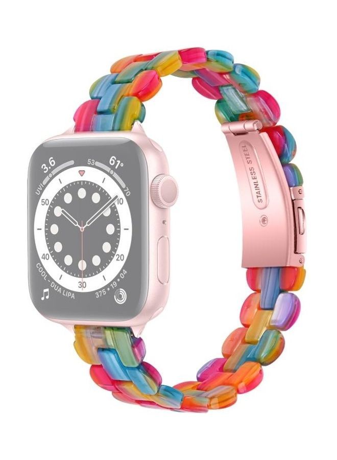 NIBEMINENT Oval Resin Replacement Strap Watchband For Apple Watch Series 7/6/5/4/3/2/1/SE 41/40/38mm Rainbow - Image 1
