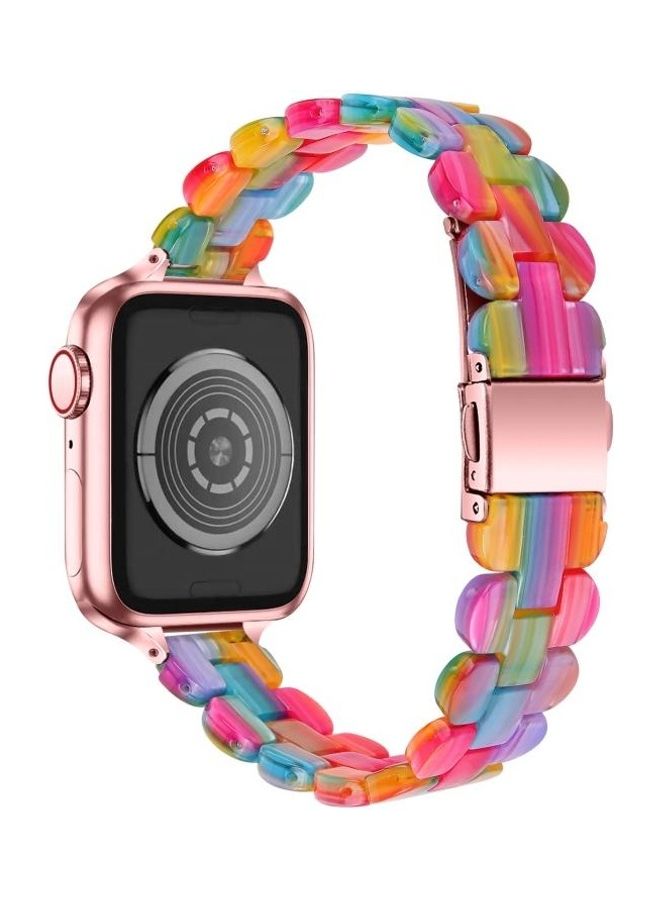NIBEMINENT Oval Resin Replacement Strap Watchband For Apple Watch Series 7/6/5/4/3/2/1/SE 41/40/38mm Rainbow - Image 5