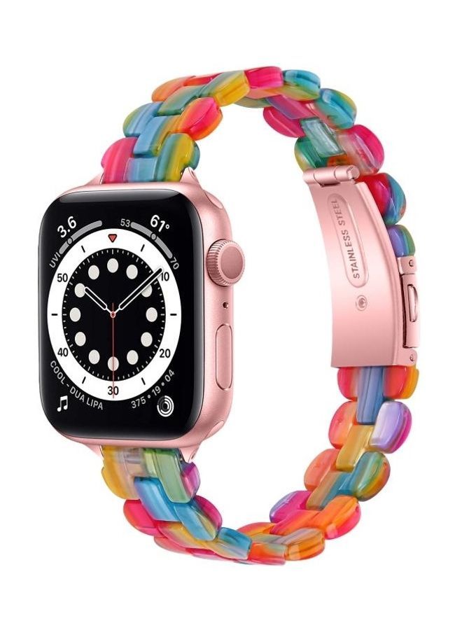 NIBEMINENT Oval Resin Replacement Strap Watchband For Apple Watch Series 7/6/5/4/3/2/1/SE 41/40/38mm Rainbow - Image 4
