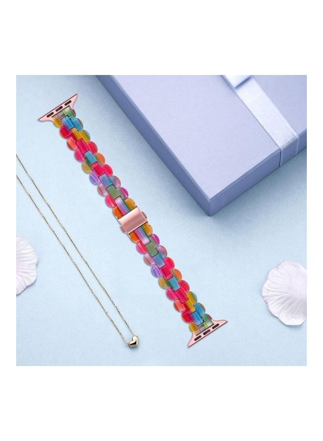 NIBEMINENT Oval Resin Replacement Strap Watchband For Apple Watch Series 7/6/5/4/3/2/1/SE 41/40/38mm Rainbow - Image 2