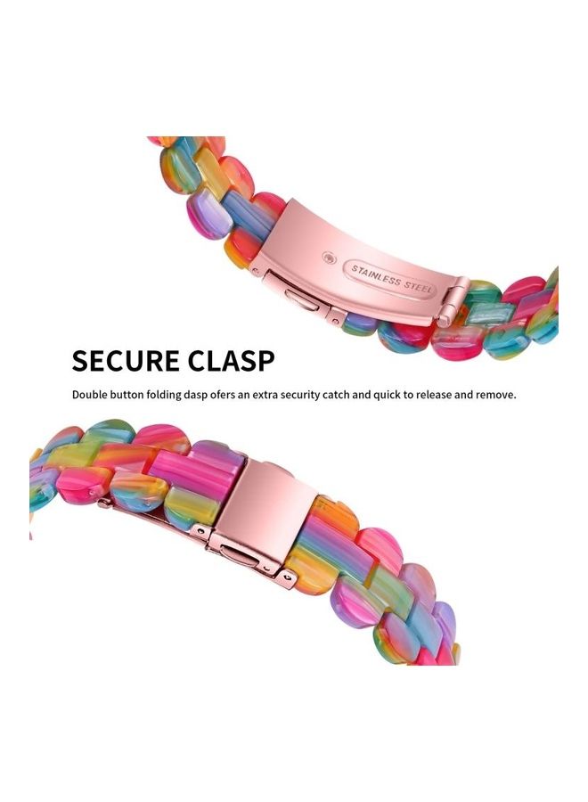 NIBEMINENT Oval Resin Replacement Strap Watchband For Apple Watch Series 7/6/5/4/3/2/1/SE 41/40/38mm Rainbow - Image 3
