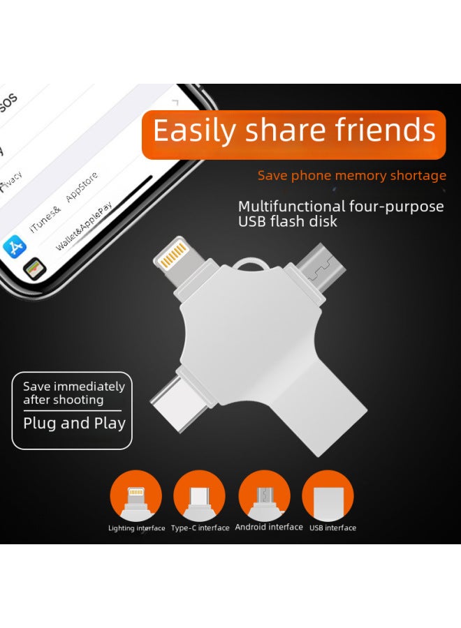 Metal Cross Mobile Phone USB Flash Drive Four-in-one Universal USB Flash Drive For Apple Huawei Type-c Android Computer-Capacity:256GB - Image 2