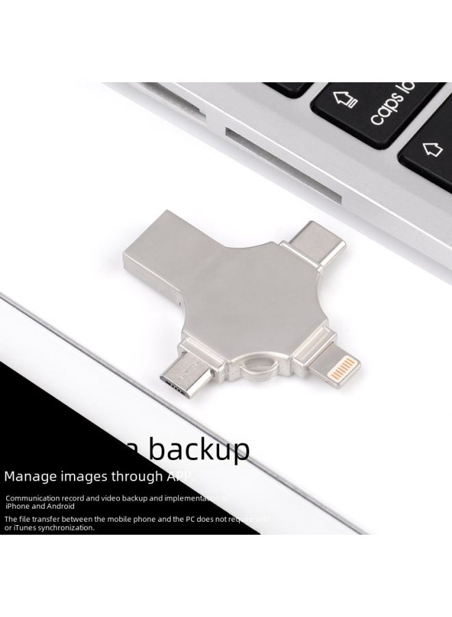 Metal Cross Mobile Phone USB Flash Drive Four-in-one Universal USB Flash Drive For Apple Huawei Type-c Android Computer-Capacity:256GB - Image 4