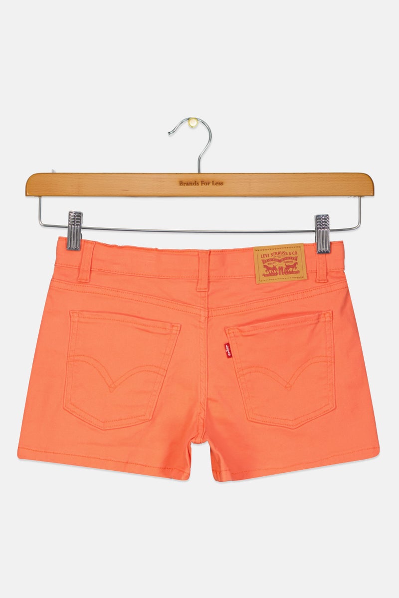 Levi's شورت جينز مطرز للفتيات الأطفال، برتقالي - Image 2