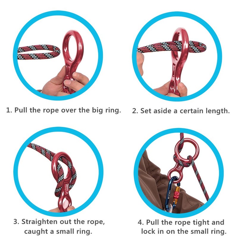 PROND Terminal 8 Descender, Climb Aluminum Figure 8 Descender Rigging Plate Heavy Duty, 35KN Aluminum Alloy Descender for Outdoor Climbing Rappel Gear Downhill Ring Equipment and Belay Device (Red) - Image 4
