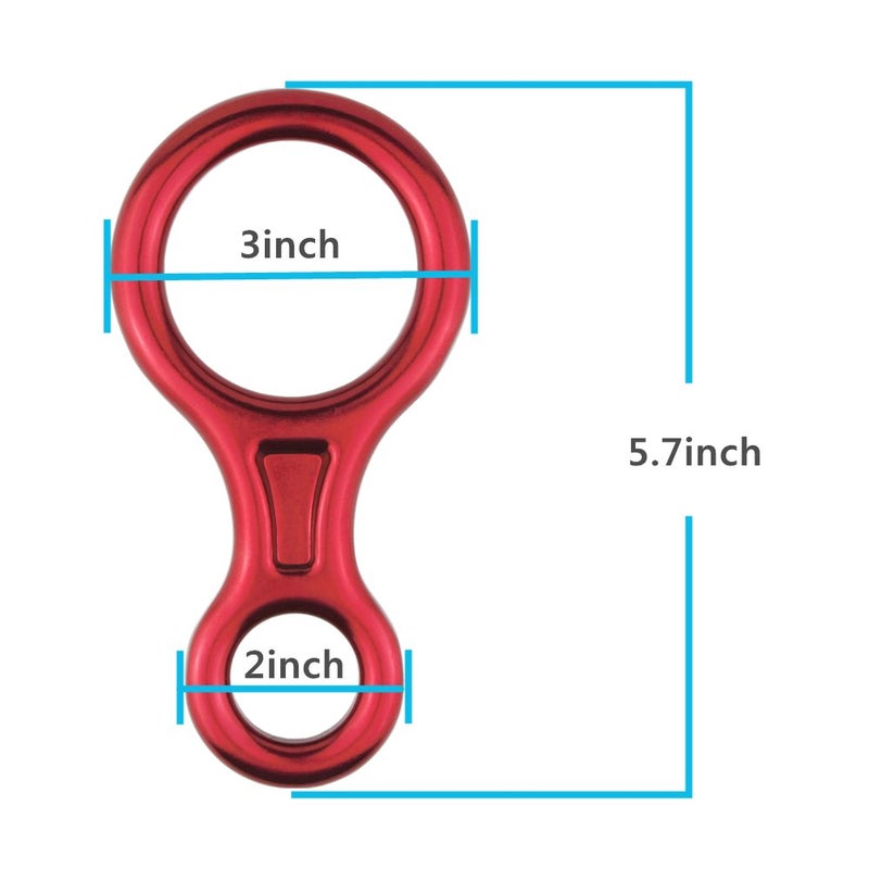 PROND Terminal 8 Descender, Climb Aluminum Figure 8 Descender Rigging Plate Heavy Duty, 35KN Aluminum Alloy Descender for Outdoor Climbing Rappel Gear Downhill Ring Equipment and Belay Device (Red) - Image 3
