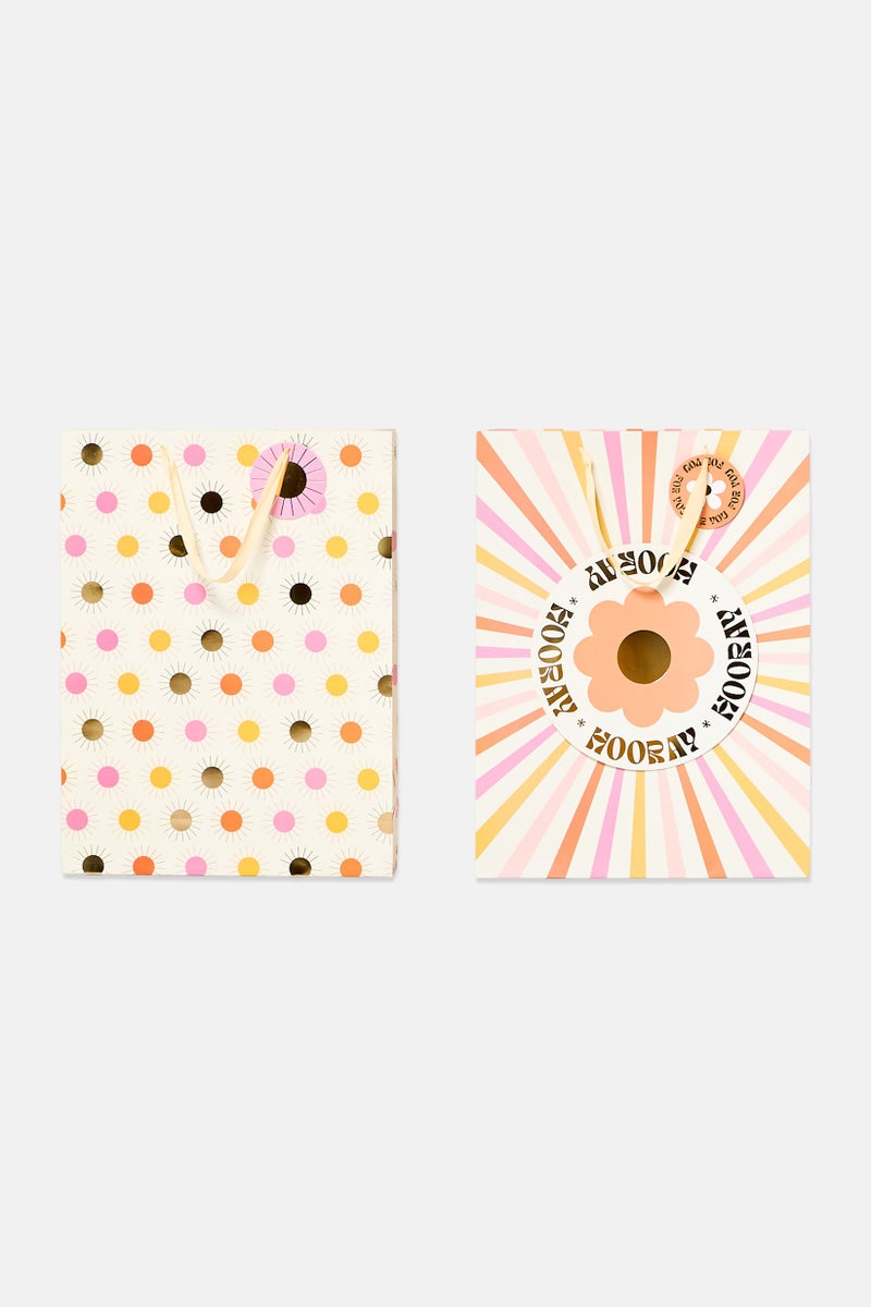 Stella Rose Set of 2 Large Allover Print  Gift Bags, Multicolor - Image 1