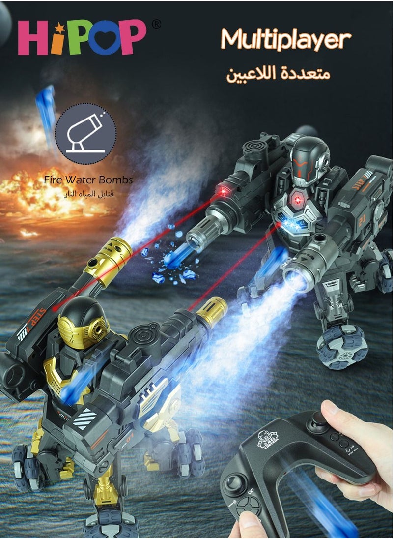 HIPOP RC Robot with Splatter Ball Gel Blaster and Spray,Light Music,Infrared Sensing Against Robots Toys,Kids Remote Control Car Toys  - Image 2