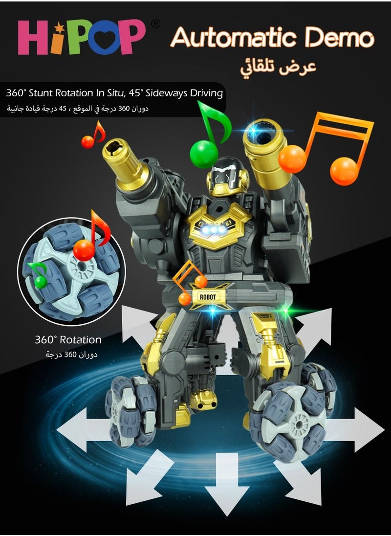 HIPOP RC Robot with Splatter Ball Gel Blaster and Spray,Light Music,Infrared Sensing Against Robots Toys,Kids Remote Control Car Toys  - Image 4