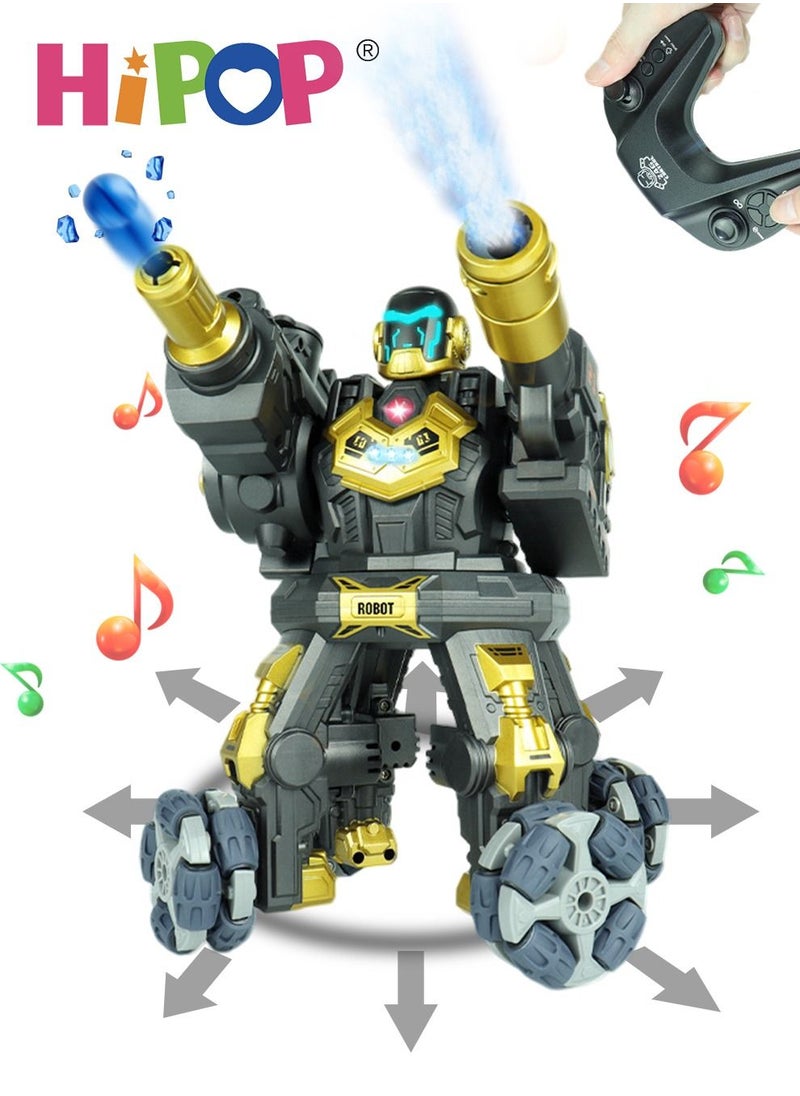 HIPOP RC Robot with Splatter Ball Gel Blaster and Spray,Light Music,Infrared Sensing Against Robots Toys,Kids Remote Control Car Toys  - Image 1