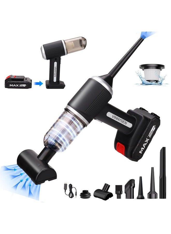 Denzoz Handheld Vacuum Cordles, Super Power Car Vacuum Cleaner High Power 4 in 1 Portable Car Vacuum Cordless with Removable/Rechargeable Battery for Car Home Office Pet  - Image 1