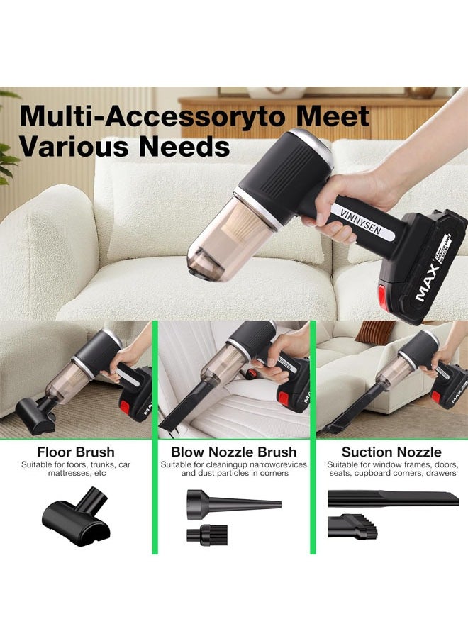 Denzoz Handheld Vacuum Cordles, Super Power Car Vacuum Cleaner High Power 4 in 1 Portable Car Vacuum Cordless with Removable/Rechargeable Battery for Car Home Office Pet  - Image 3