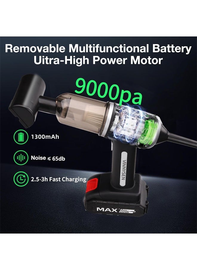 Handheld Vacuum Cordles, Super Power Car Vacuum Cleaner High Power 4 in 1 Portable Car Vacuum Cordless with Removable/Rechargeable Battery for Car Home Office Pet