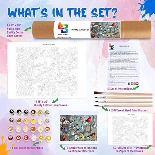 Ledgebay DIY Paint by Numbers Kit for Adults Unframed Canvas: Beginner to Advanced Paint by Numbers Kit Kits Include Acrylic Paint Set 4 Brushes & Tabletop Easel -(Orchard Puzzle 16"x20" Unframed) - Image 3