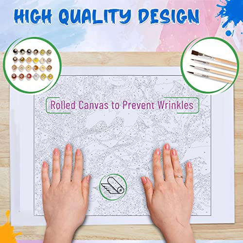 Ledgebay DIY Paint by Numbers Kit for Adults Unframed Canvas: Beginner to Advanced Paint by Numbers Kit Kits Include Acrylic Paint Set 4 Brushes & Tabletop Easel -(Orchard Puzzle 16"x20" Unframed) - Image 5