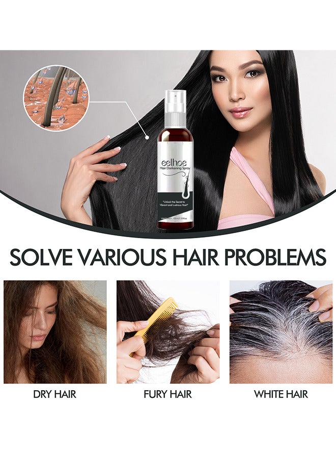 EELHOE Hair Darkening Spray, Formen Darkenal Anti Greying Hair Serum, 2% Greyverse, Melanin Synthesis, Naturally Pigmented, Hair Black, Thinning And Shiny, No Synthetic Colours 100ML - Image 5