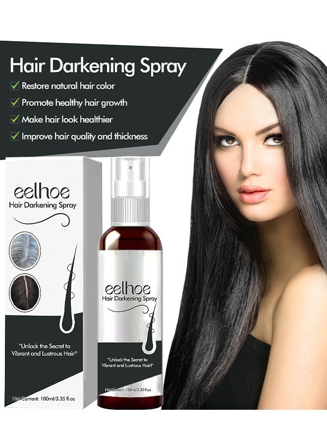EELHOE Hair Darkening Spray, Formen Darkenal Anti Greying Hair Serum, 2% Greyverse, Melanin Synthesis, Naturally Pigmented, Hair Black, Thinning And Shiny, No Synthetic Colours 100ML - Image 2