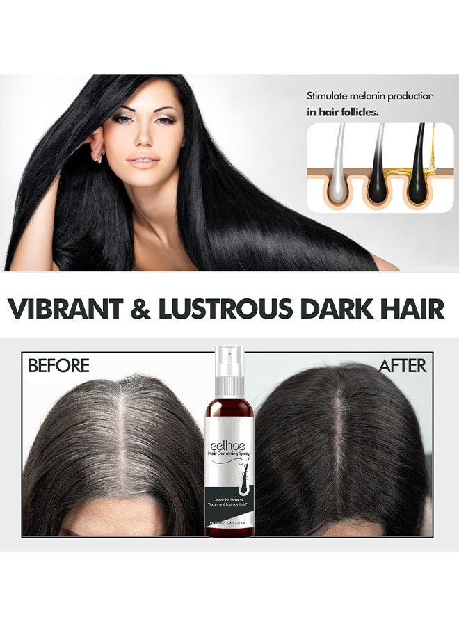 EELHOE Hair Darkening Spray, Formen Darkenal Anti Greying Hair Serum, 2% Greyverse, Melanin Synthesis, Naturally Pigmented, Hair Black, Thinning And Shiny, No Synthetic Colours 100ML - Image 4