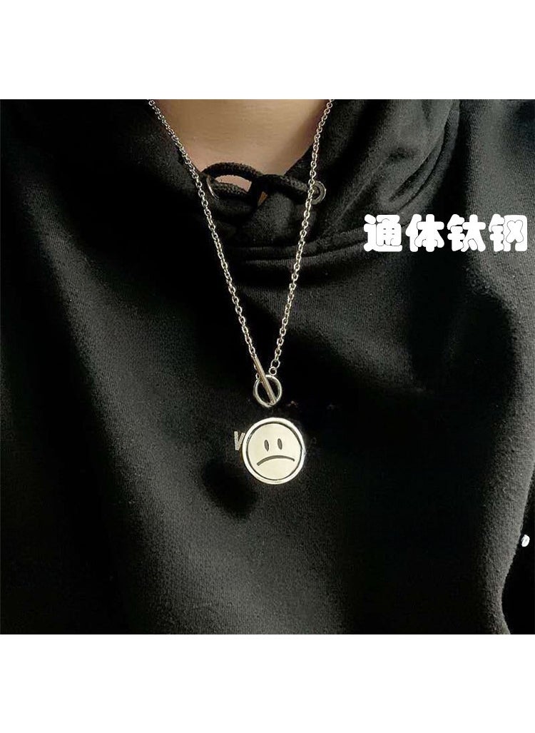 Generic - Trendy Spinning Smiley Face Necklace Pendant[Standard] TO cry and laugh necklace [full body titanium steel] chain length of about 70cm [Standard] TO cry and laugh necklace [full body titanium steel] chain length of about 70cm - Image 1