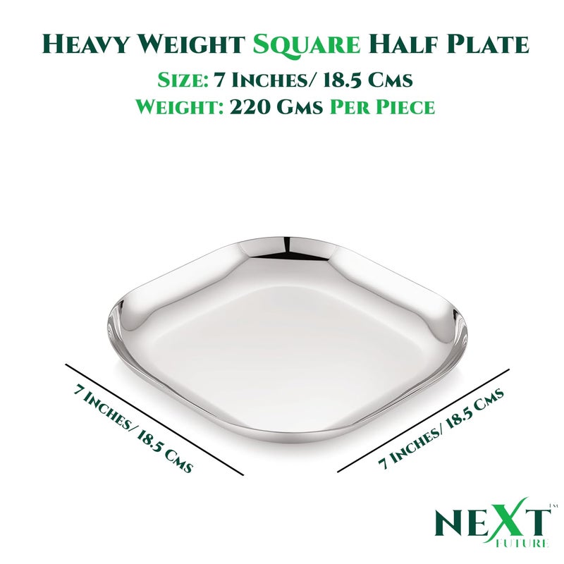 Next Future Stainless Steel Square Side/Salad Plates - 7 Inches | Durable, Food-Grade Steel Plates | Pack of 4 | Eco-Friendly, Rust-Resistant, and Reusable for Everyday Use (18.5cm x 18.5cm) - Image 2