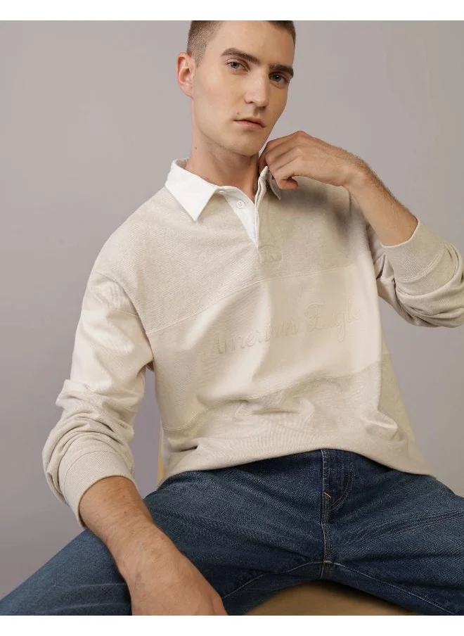 American Eagle AE Long-Sleeve Rugby Polo Shirt