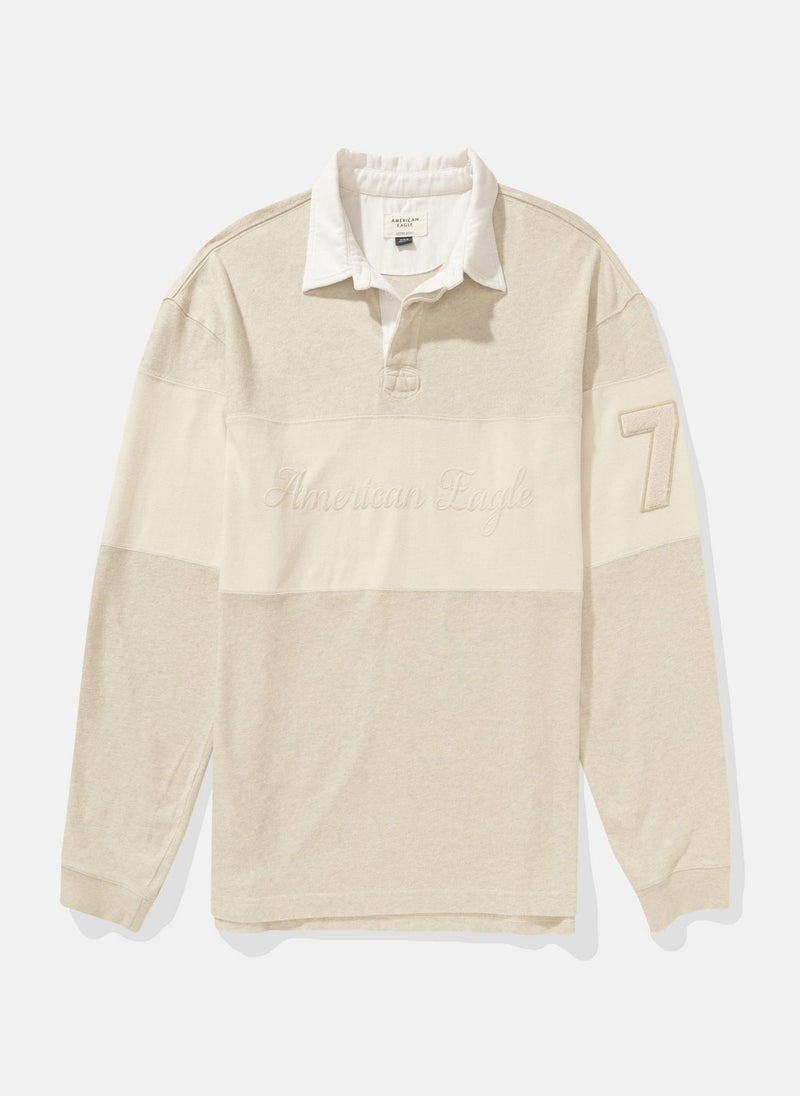 American Eagle - AE Long-Sleeve Rugby Polo Shirt - Image 1
