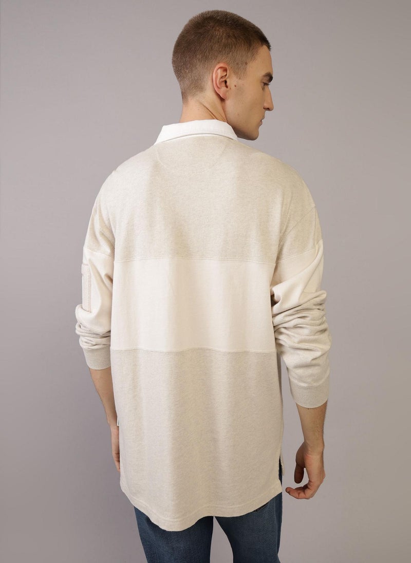 American Eagle - AE Long-Sleeve Rugby Polo Shirt - Image 1