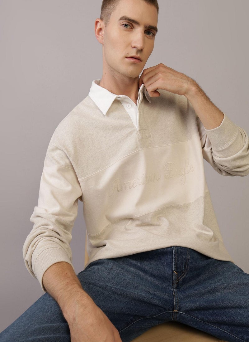 American Eagle - AE Long-Sleeve Rugby Polo Shirt - Image 1
